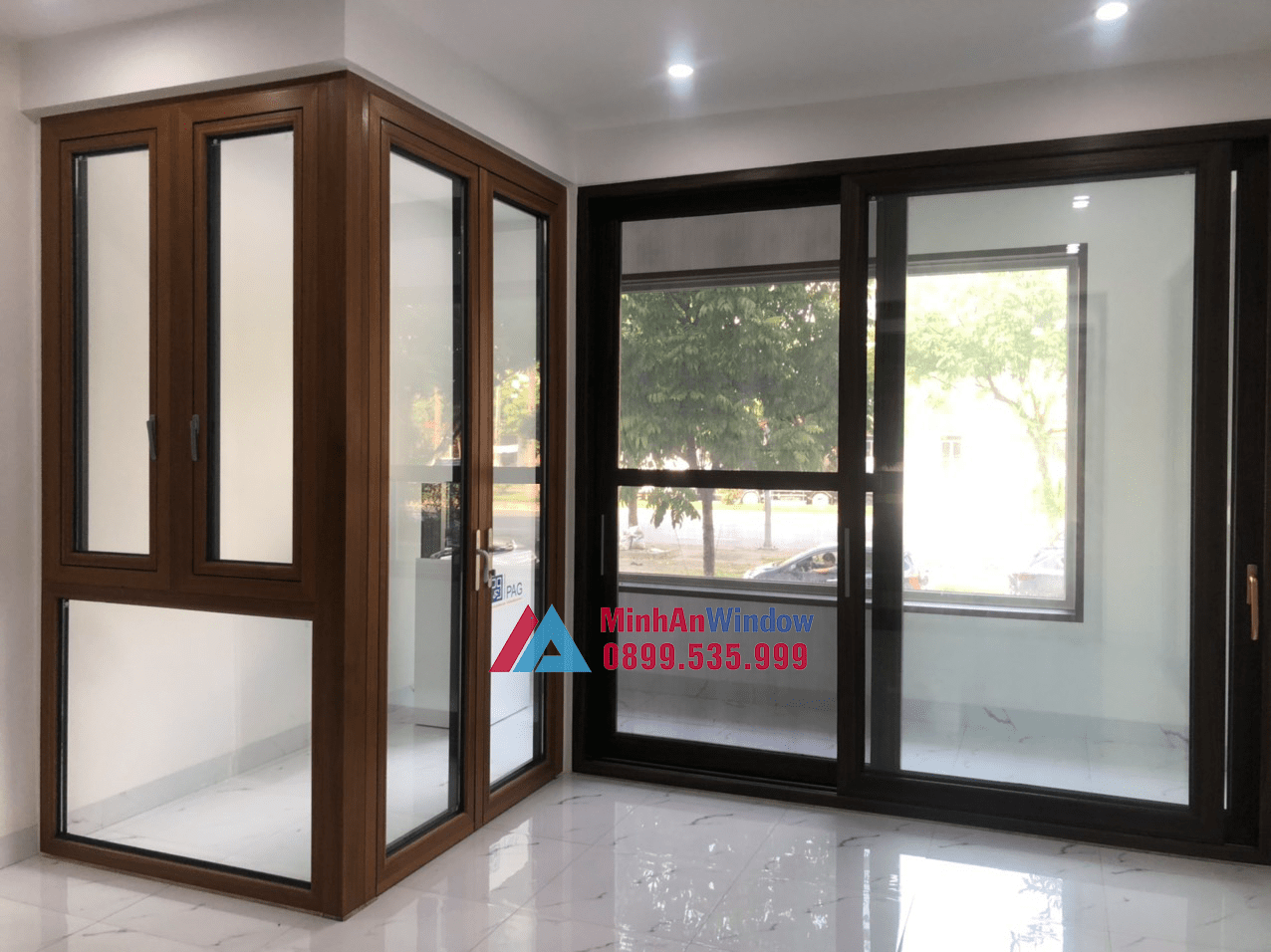 Lắp đặt cửa nhôm kính tại thị xã sơn tây - hà nội 5 Minh An Window lắp đặt mẫu cửa đi nhôm kính tại thị xã Sơn Tây