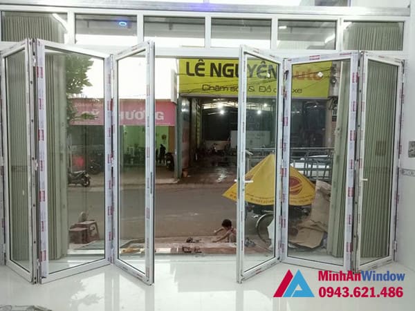Mẫu cửa nhôm kính xếp gấp Minh An Window lắp đặt tại KCN Thăng Long - Hà Nội