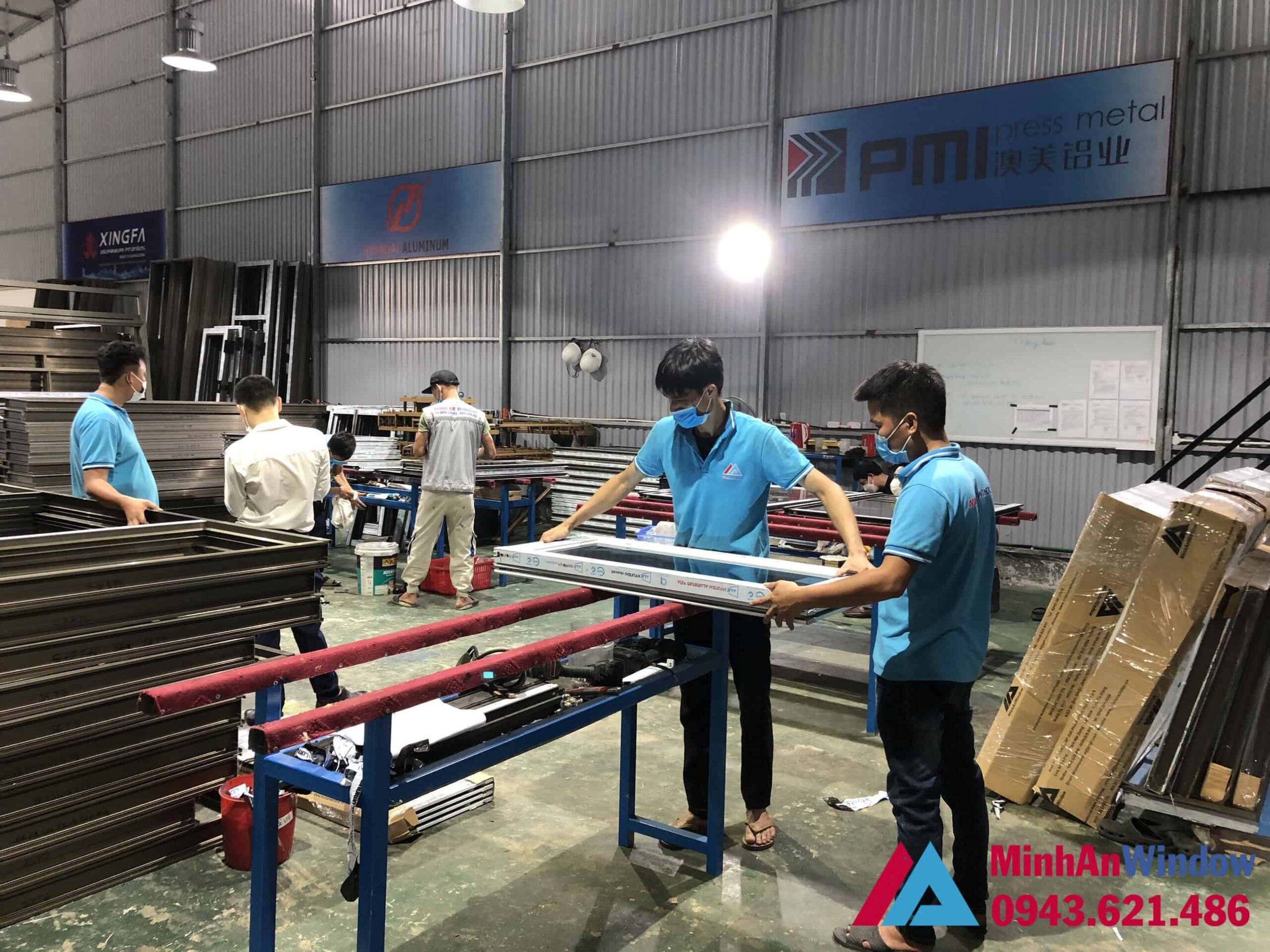 Xưởng sản xuất cửa nhôm kính nhà xưởng của Minh An Window