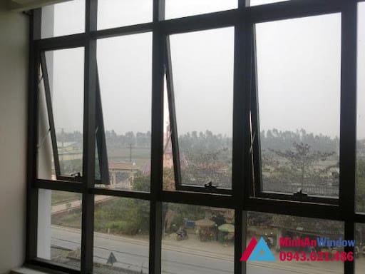 Mẫu cửa sổ nhôm kính mở hất tại cụm CN Cổ Loa - Hà Nội do Minh An Window lắp đặt