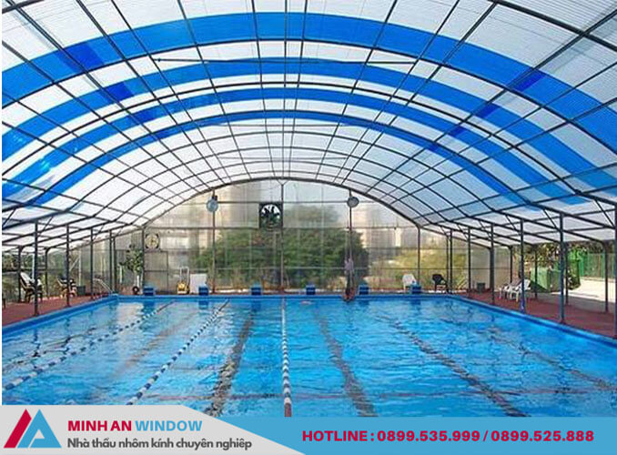 Mẫu Tấm nhựa lấy sáng chống nóng cho các bể bơi bốn mùa - Minh An Window cung cấp và lắp đặt