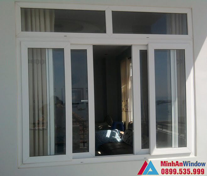 Mẫu cửa sổ nhôm kính đẩy ngang 2 cánh màu trắng do Minh An Window lắp đặt