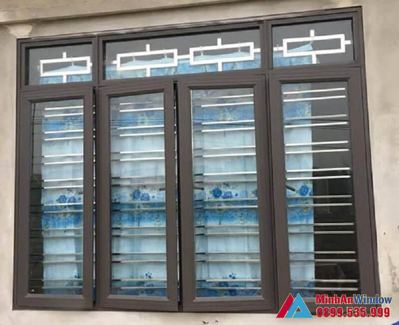 Mẫu cửa sổ nhôm kính 4 cánh khung inox