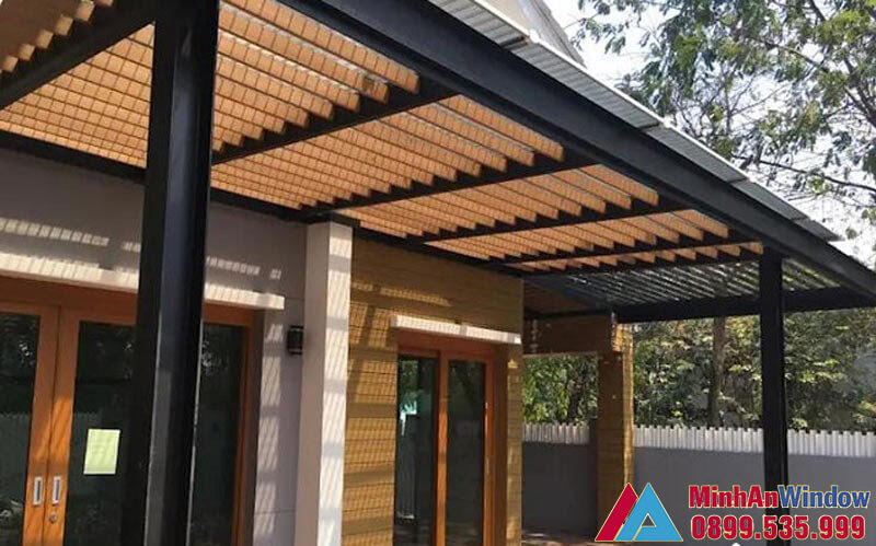 Mái che sân trước nhà kiểu mới với thiết kế hiện đại