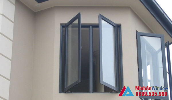 Mẫu cửa sổ nhôm kính mở quay 2 cánh bền đẹp
