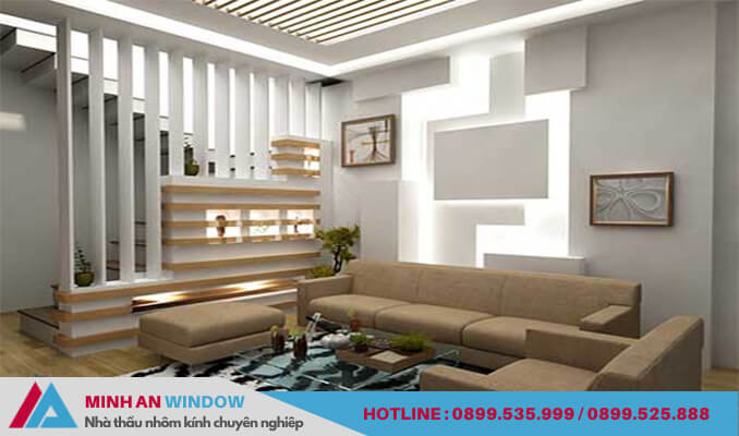 Mẫu thiết kế vách ngăn cầu thang phong thủy Minh An Window lắp cho nhà ở