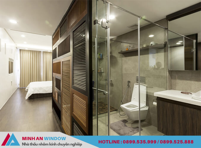 Mẫu phòng tắm kính trong phòng ngủ - Minh An Window thiết kế và lắp đặt cho nhà biệt thự