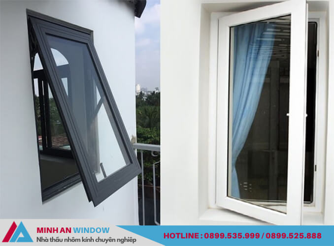 Mẫu cửa sổ mở hất và cửa sổ mở quay 1 cánh do Minh An Window lắp đặt Mẫu cửa sổ mở hất và cửa sổ mở quay 1 cánh do Minh An Window lắp đặt
