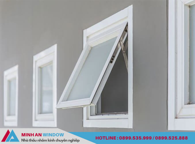 Mẫu cửa sổ nhôm kính 1 cánh mở hất màu trắng - Minh An Window thiết kế và lắp đặt Mẫu cửa sổ nhôm kính 1 cánh mở hất màu trắng - Minh An Window thiết kế và lắp đặt