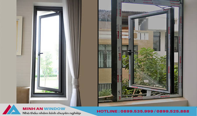 Mẫu cửa sổ nhôm kính 1 cánh kết hợp với vách nhôm kính khổ lớn Mẫu cửa sổ nhôm kính 1 cánh kết hợp với vách nhôm kính khổ lớn
