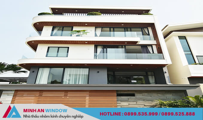Công trình nhà ở biệt thự Minh An Window lắp đặt cửa đi và cửa sổ nhôm Xingfa 2 cánh