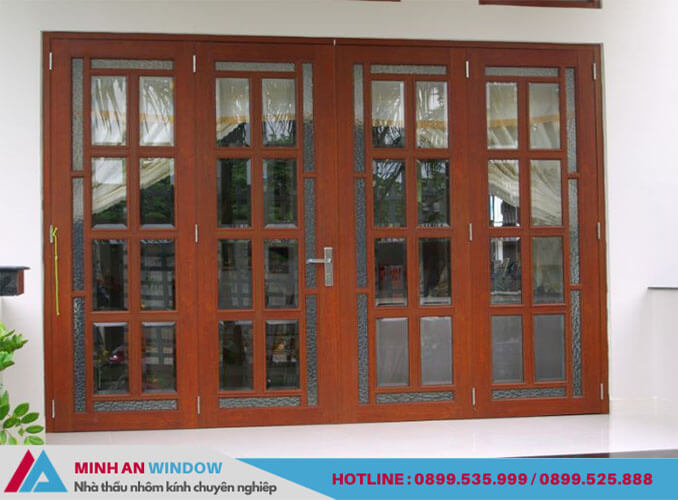 Mẫu cửa nhôm kính 4 cánh mở quay chia đố- Minh An Window lắp đặt cho công trình nhà ở