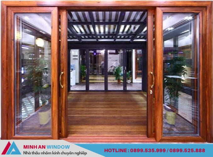 Mẫu Cửa nhôm hộp 2 cánh trượt vân gỗ cao cấp đẹp nhất 2021 Mẫu Cửa nhôm hộp 2 cánh trượt vân gỗ cao cấp đẹp nhất 2021