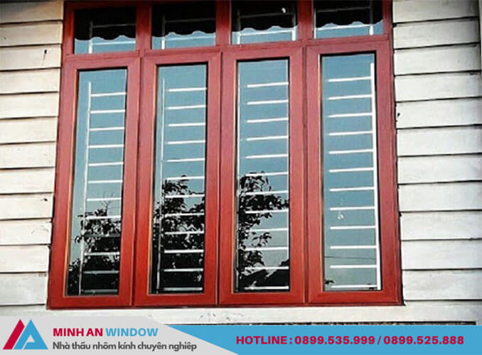 Mẫu Cửa sổ nhôm hộp 4 cánh vân gỗ cao cấp chất lượng Mẫu Cửa sổ nhôm hộp 4 cánh vân gỗ cao cấp chất lượng
