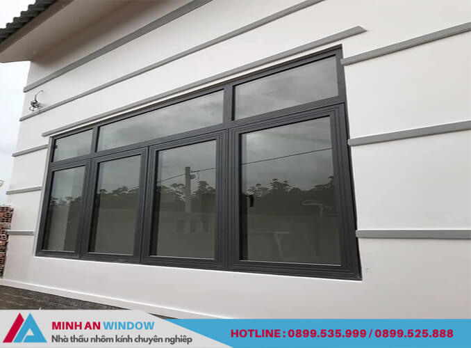 Mẫu cửa sổ nhôm Xingfa 4 cánh màu ghi- Minh An Window tư vấn thiết kế và lắp đặt cho nhà ở