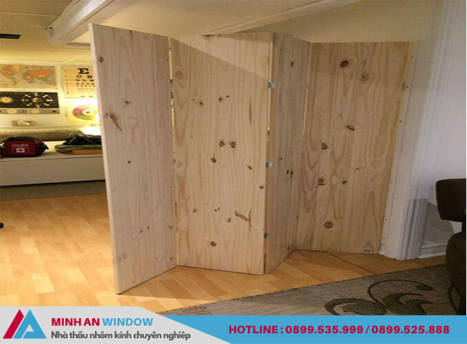Mẫu vách ngăn di động phòng ngủ bằng gỗ cao cấp