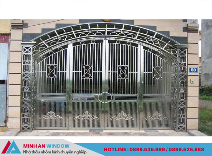 Mẫu cửa cổng inox - Minh An Window lắp đặt cho nhà ở tại Bắc Từ Liêm (Hà Nội)