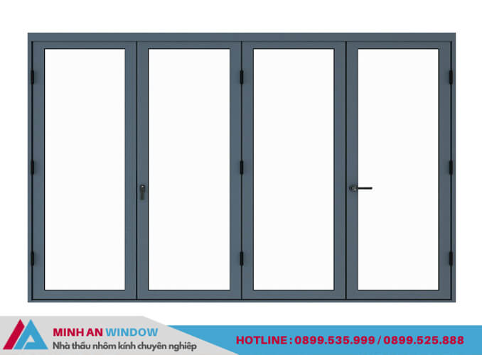 Mẫu cửa nhôm Kenwin 4 cánh - Minh An Window thiết kế và lắp đặt