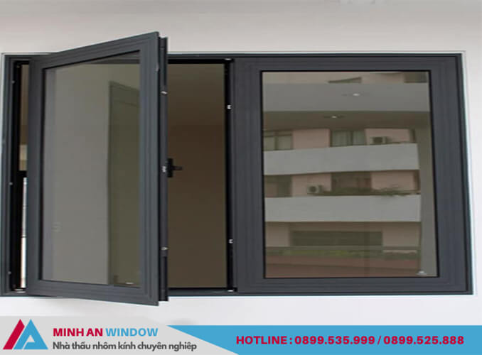Mẫu cửa sổ nhôm kính 2 cánh mở quay - Minh An Window thiết kế và lắp đặt