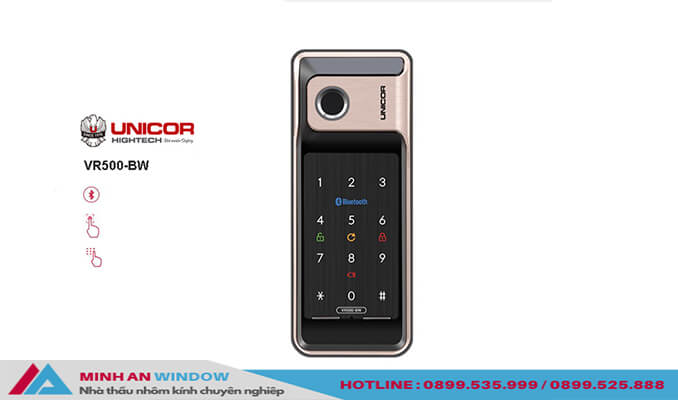 Mẫu Khóa vân tay cửa nhôm kính không tay cầm Unicor VR500 cao cấp