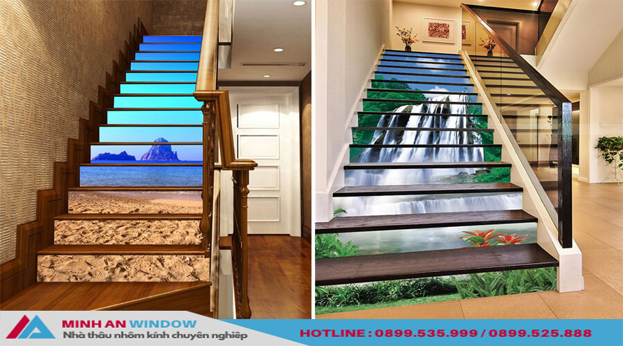 Mẫu tranh kính 3D cho cầu thang cao cấp mang đến những diện mạo hoàn toàn mới lạ cho căn nhà