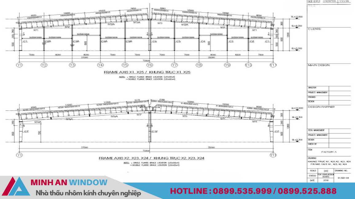 Bản vẽ nhà thép tiền chế 2 tầng - Mẫu số 8 