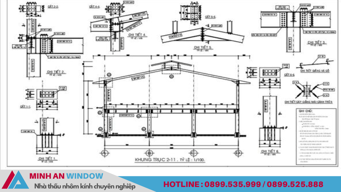 Bản vẽ nhà thép tiền chế 2 tầng - Mẫu số 11 