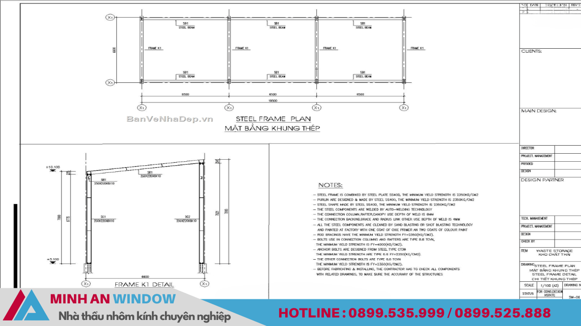 Bản vẽ nhà thép tiền chế 2 tầng - Mẫu số 12 