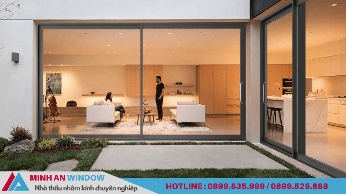 Cửa đi trượt nhôm cầu cách nhiệt hệ 134 