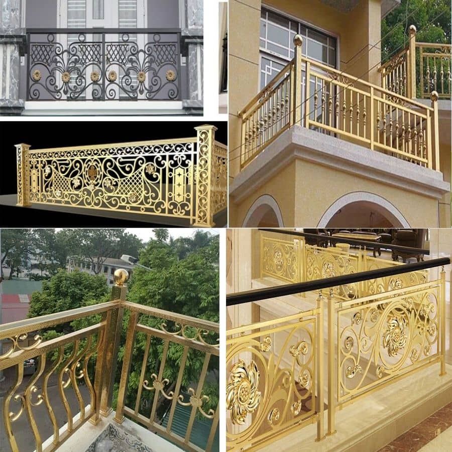 Lan can inox mạ vàng