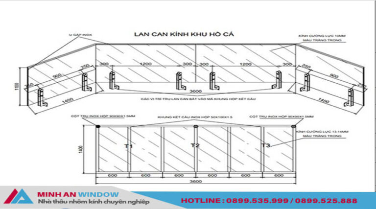 Bản vẽ lan can kính chi tiết bản vẽ Autocad cập nhật mới nhất