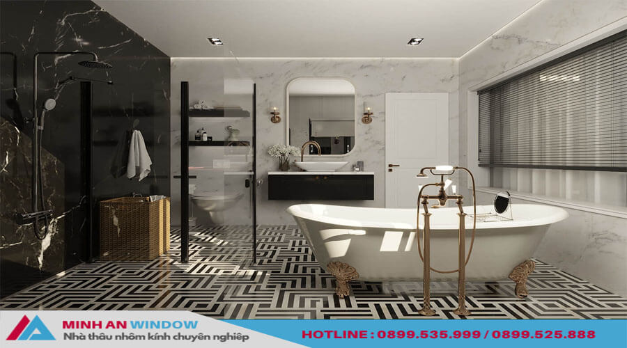 Phòng tắm kính thiết kế hiện đại cá tính cho biệt thự