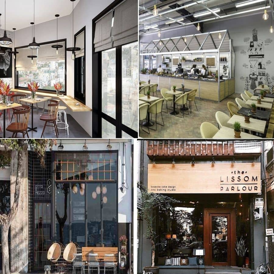 Vách cửa kính quán caffe