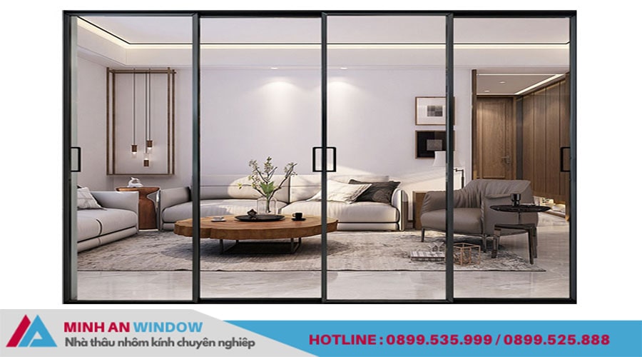 Cửa Slim 4 cánh cho phòng khách biệt thự tại Hà Nam - Minh An Window thiết kế và lắp đặt