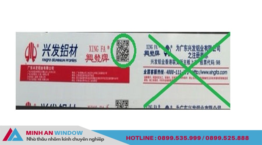 Nhôm Xingfa Quảng Đông chính hãng có mã QR và Hàng giả không có 