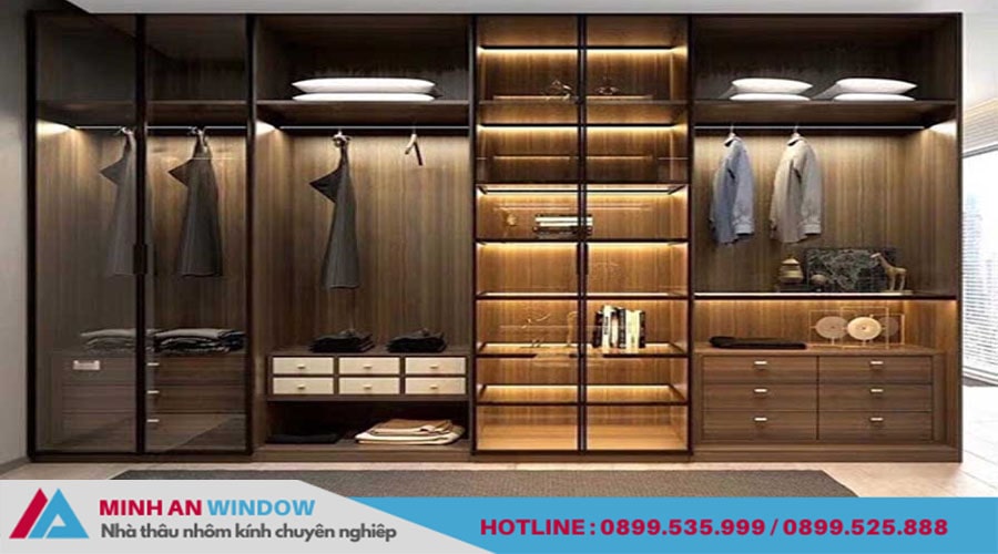 Tủ quần áo nhôm kính Slim - Minh An Window lắp đặt tại căn hộ cao cấp 