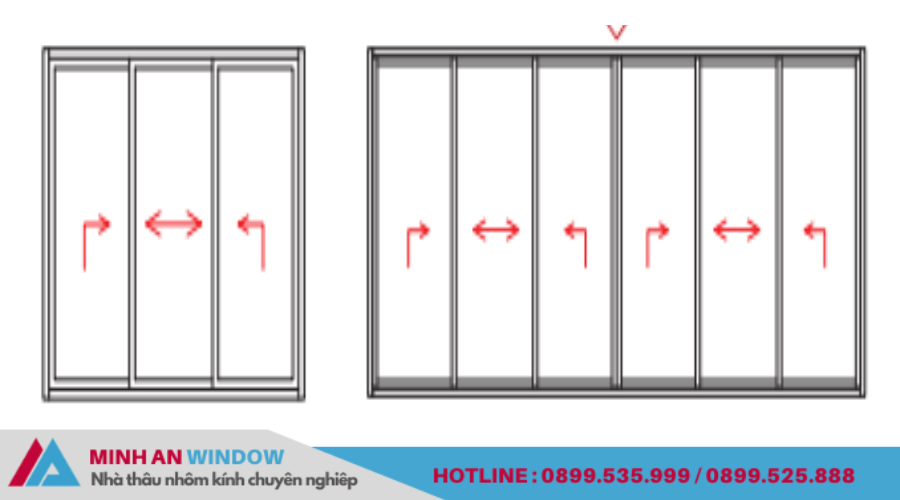Các quy cách cửa trượt hệ 90 