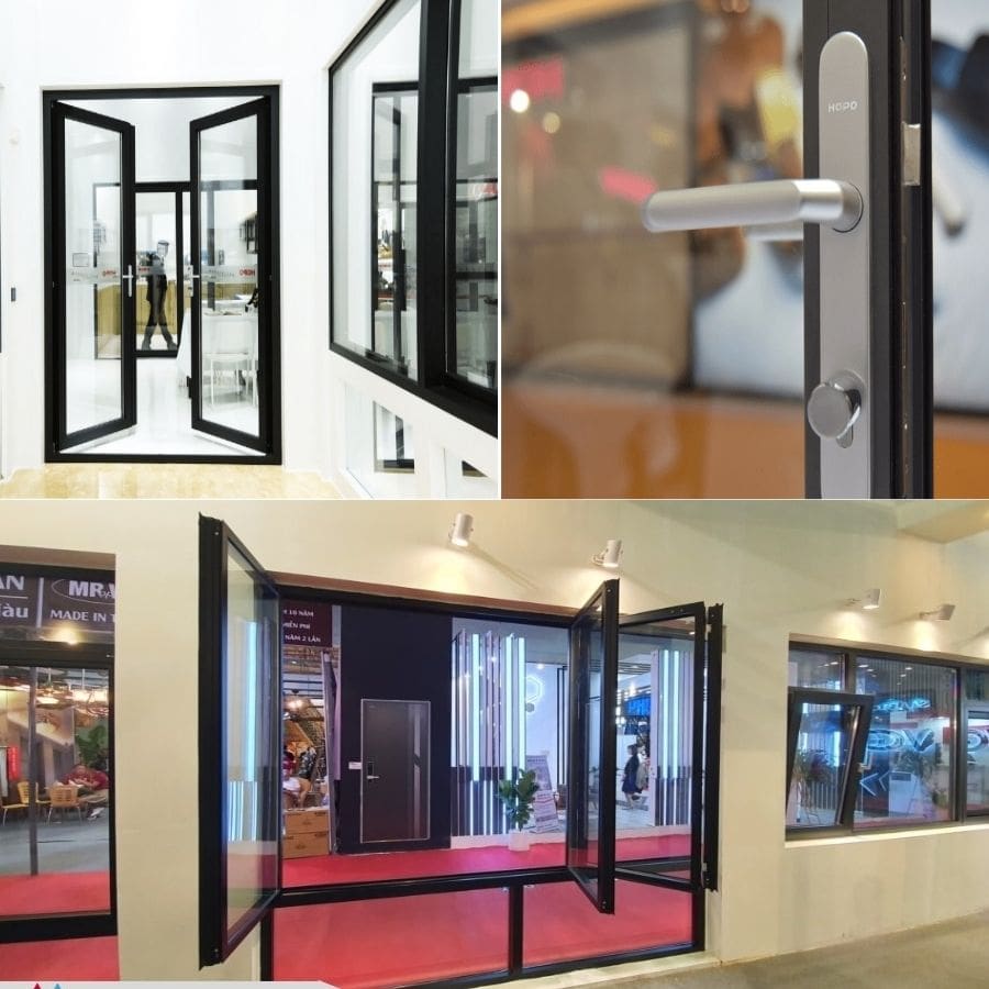 Cửa đi mở quay 1 cánh nhôm hopo