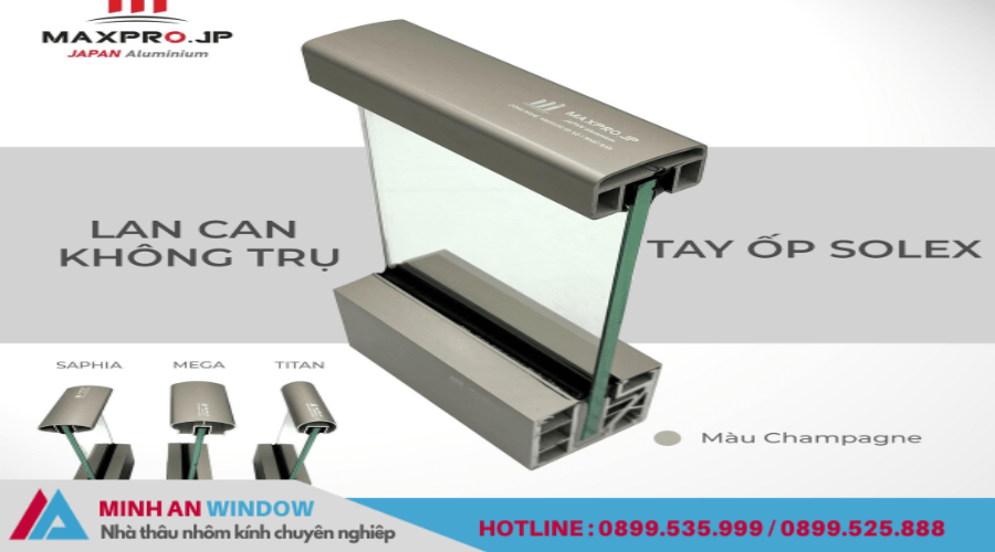 Mẫu lan can kính nhôm Maxpro đẹp nhất 2024