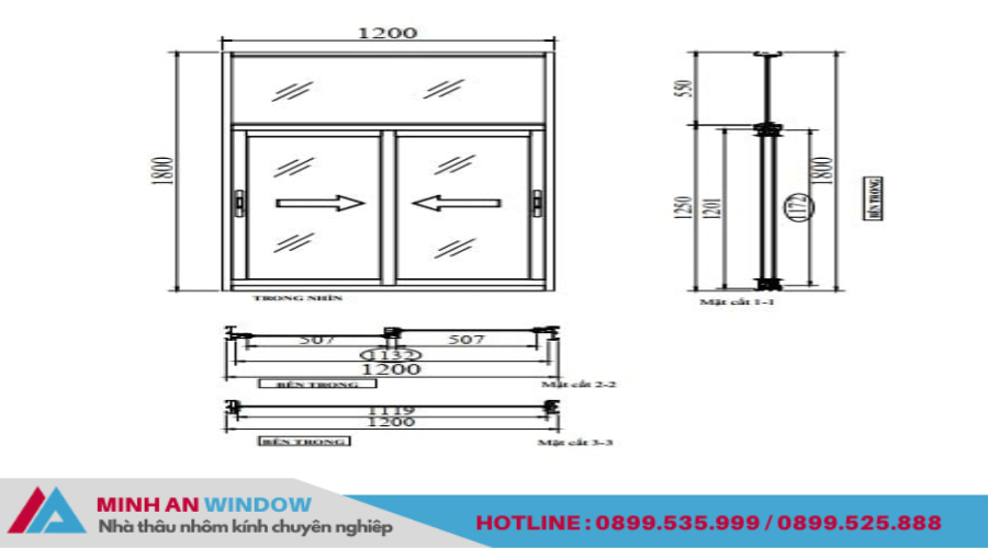 Thông số kích thước khung bao cửa nhôm kính