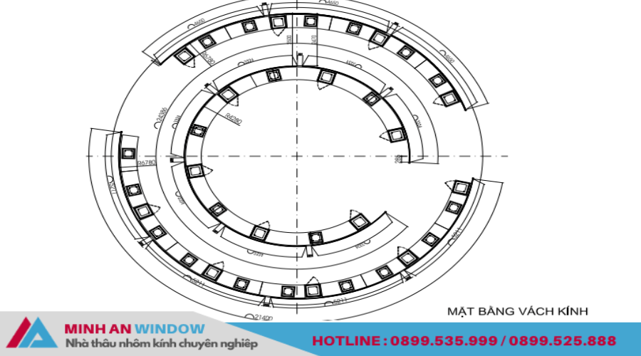 Bản vẽ mặt bằng vách kính - Minh An Window thiết kế 