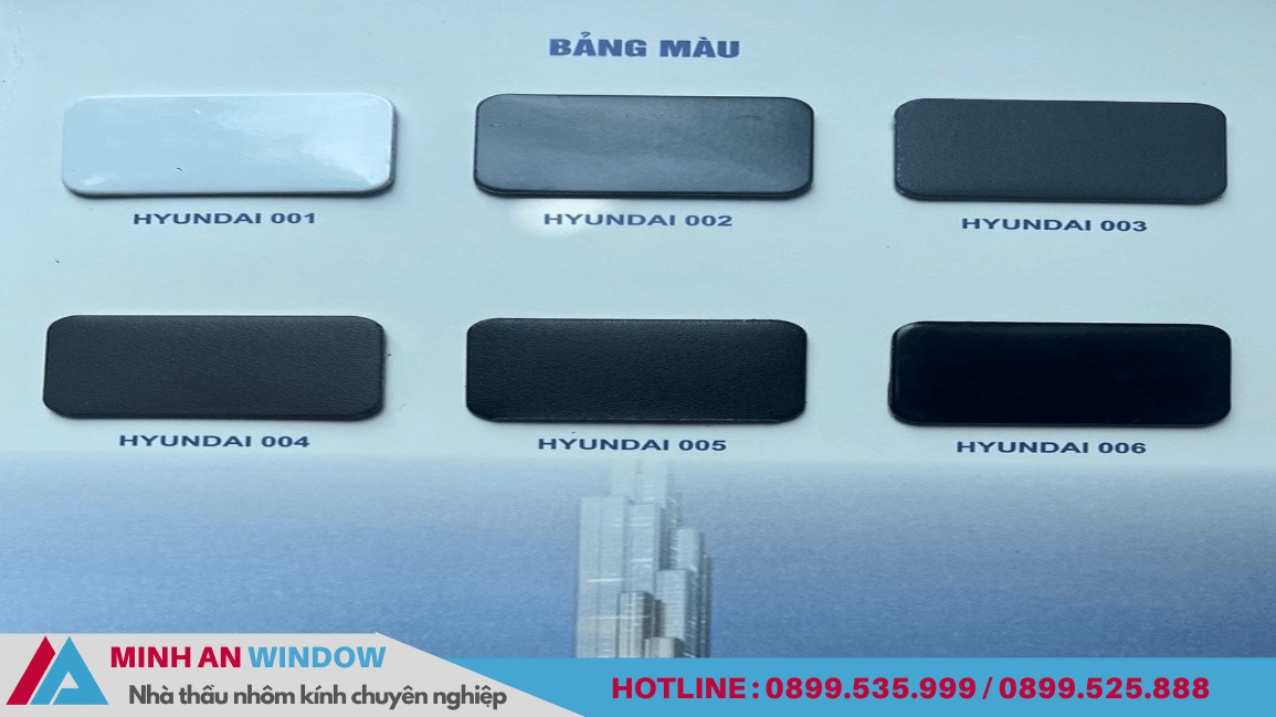 Bảng màu cửa nhôm Hyundai