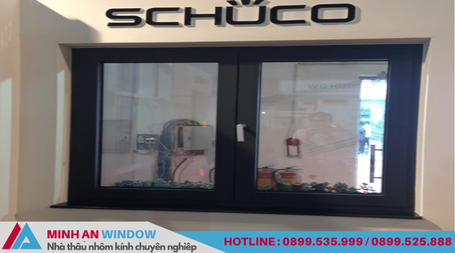 Mẫu cửa nhôm Schuco 2 cánh mở quay 