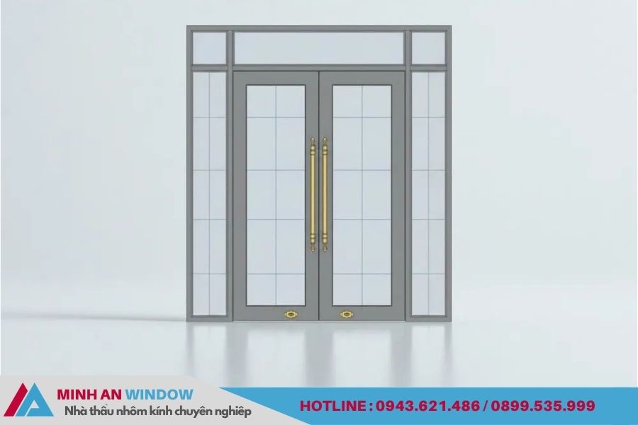 Mẫu cửa nhôm SOCO SYSTEM mở quay 2 cánh đẹp.