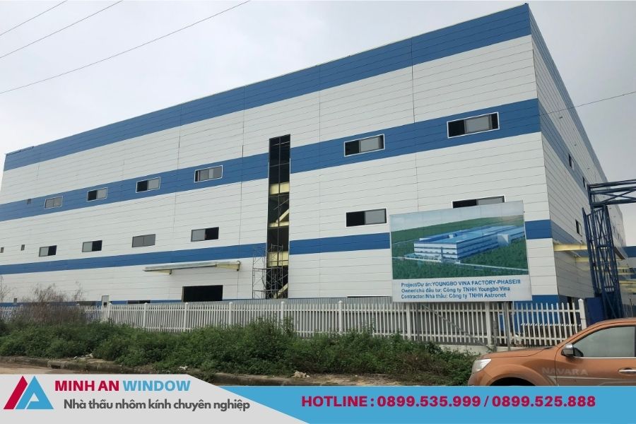 Dự Án Thi Công Nhôm Kính Mặt Dựng Tại Nhà Máy Youngbo – KCN Quế Võ – Bắc Ninh Dự Án Thi Công Nhôm Kính Mặt Dựng Tại Nhà Máy Youngbo – KCN Quế Võ – Bắc Ninh