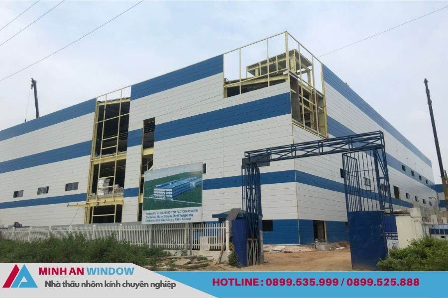Dự Án Thi Công Nhôm Kính Mặt Dựng Tại Nhà Máy Youngbo – KCN Quế Võ – Bắc Ninh