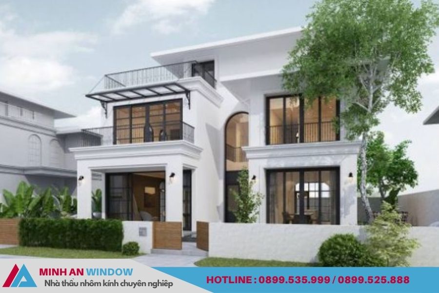 Biệt thự hiện đại 2 tầng, cửa nhôm kính cao cấp