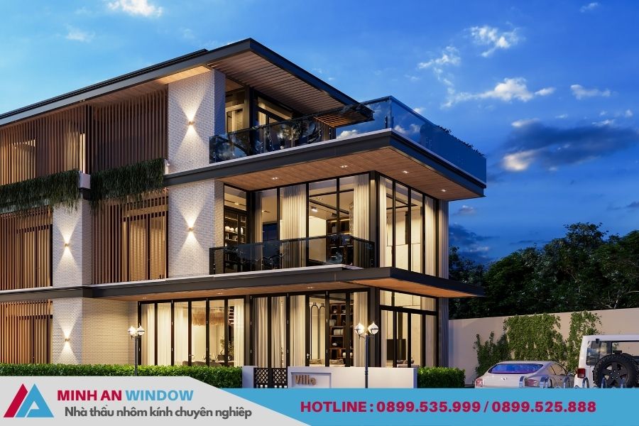 Cửa nhôm kính hiện đại cho biệt thự sang trọng