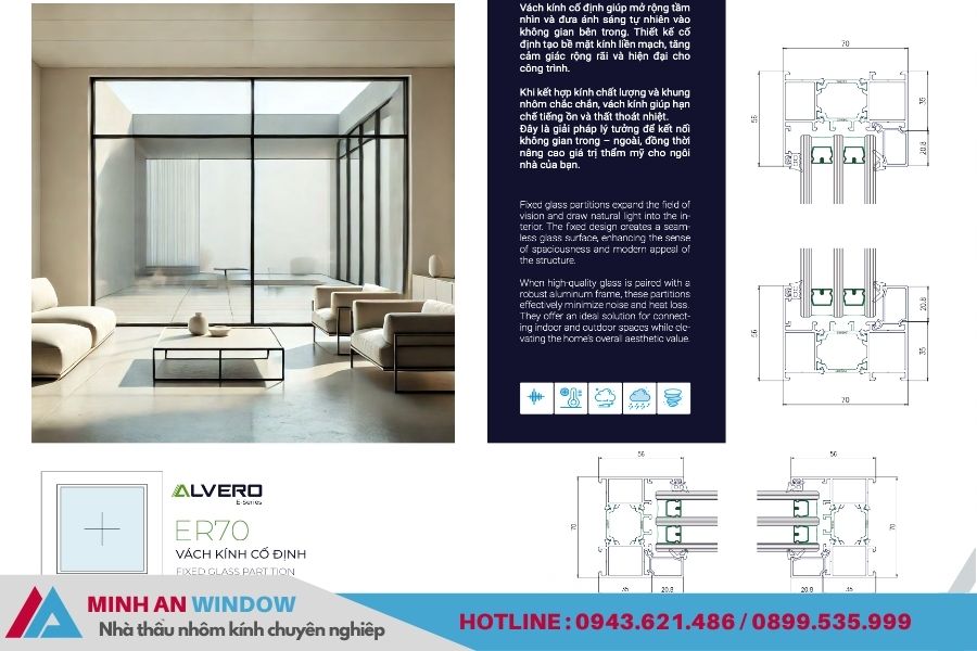 ER70 VÁCH KÍNH CỐ ĐỊNH